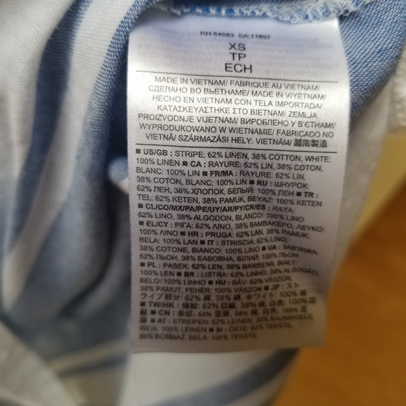 Banana Republic Blue and White 100% Linen Tunic/Caftan Swin Coverup Size XS - Picture 3 of 7